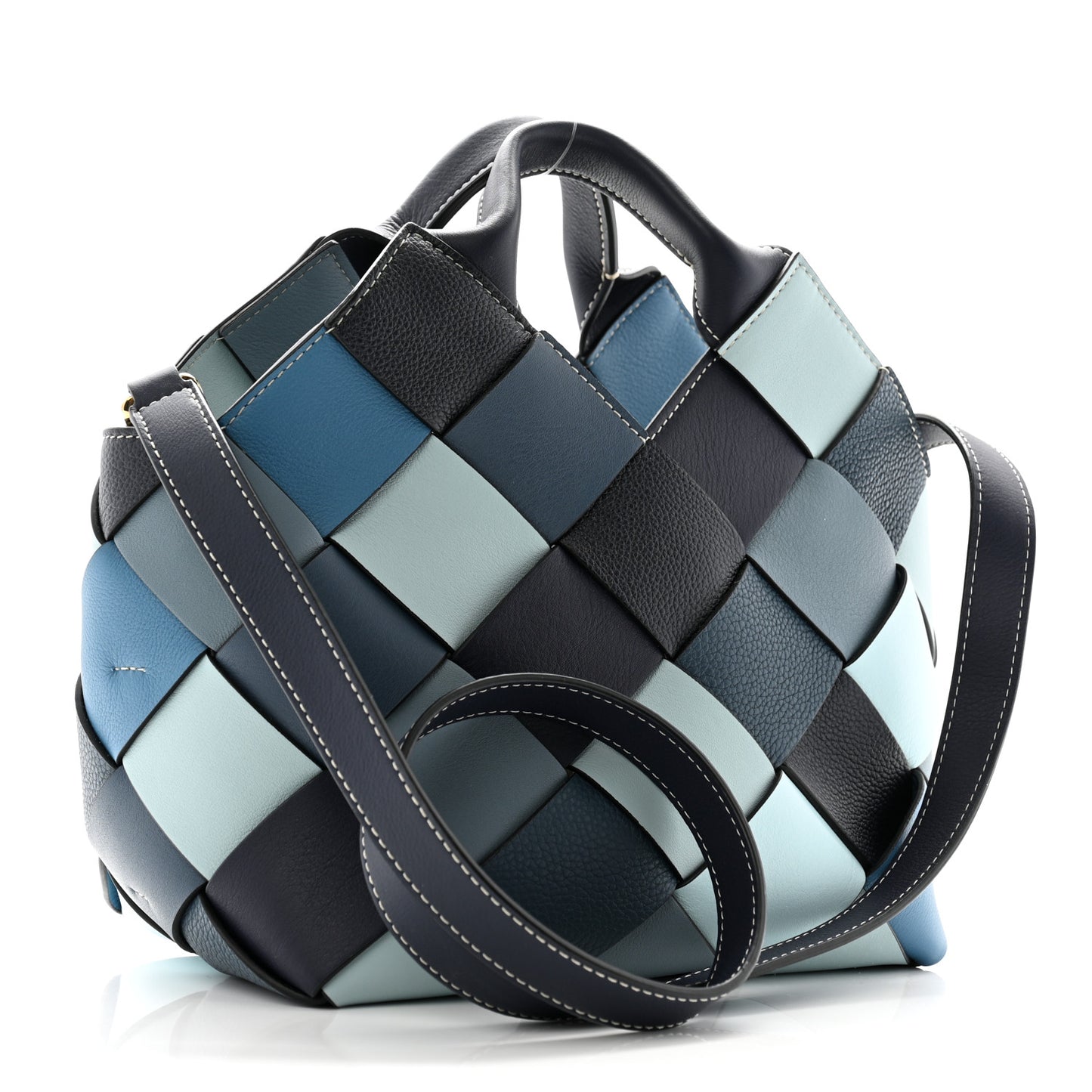 Calfskin Woven Small The Surplus Collection Basket Bag Steel Crystal