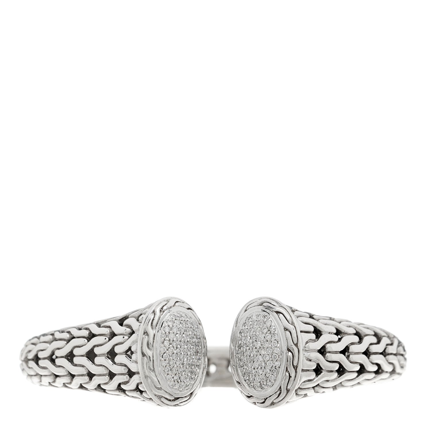 John Hardy Sterling Silver Diamond Palu Classic Chain Kick Cuff Bracelet 1 of 6