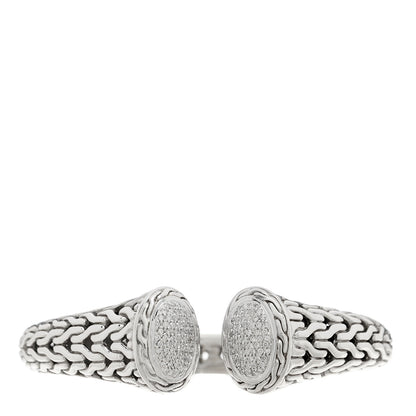 John Hardy Sterling Silver Diamond Palu Classic Chain Kick Cuff Bracelet 1 of 6