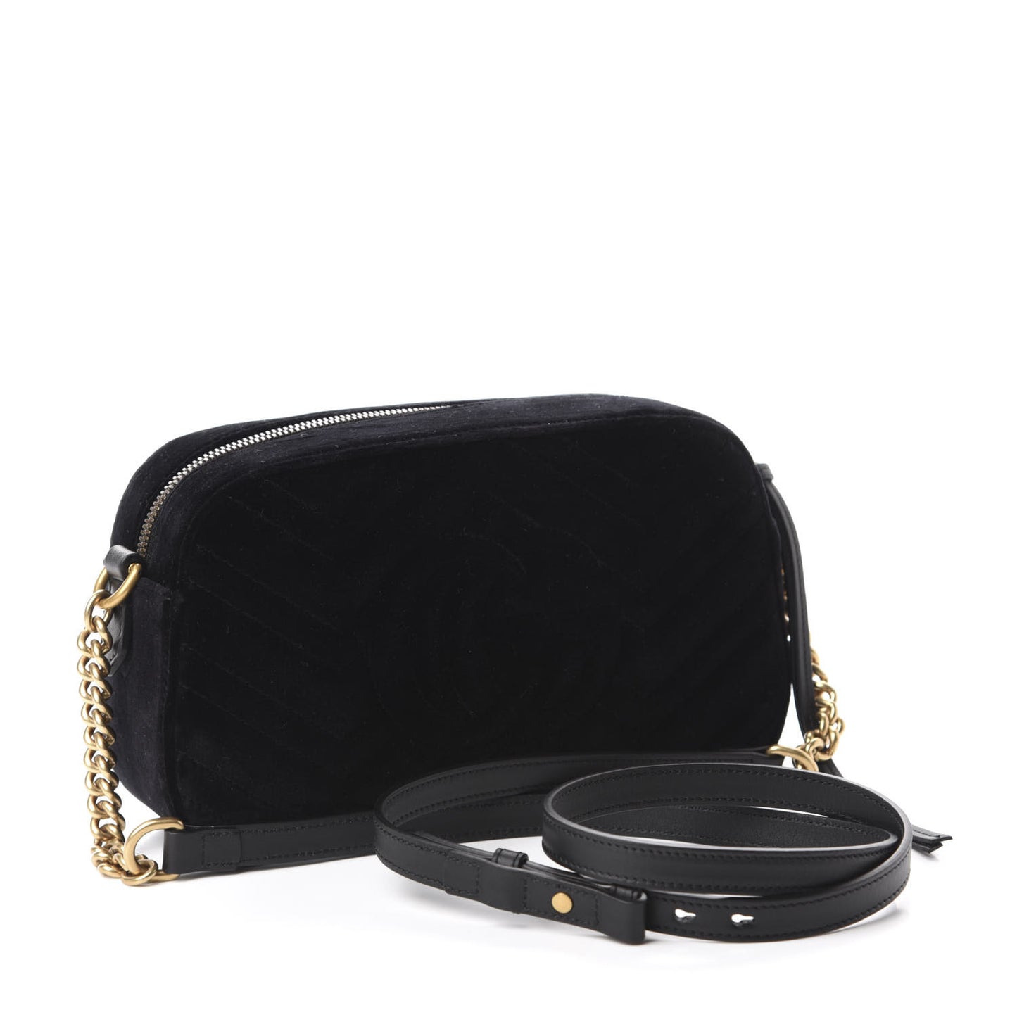 Velvet Matelasse Small GG Marmont Chain Shoulder Bag Black
