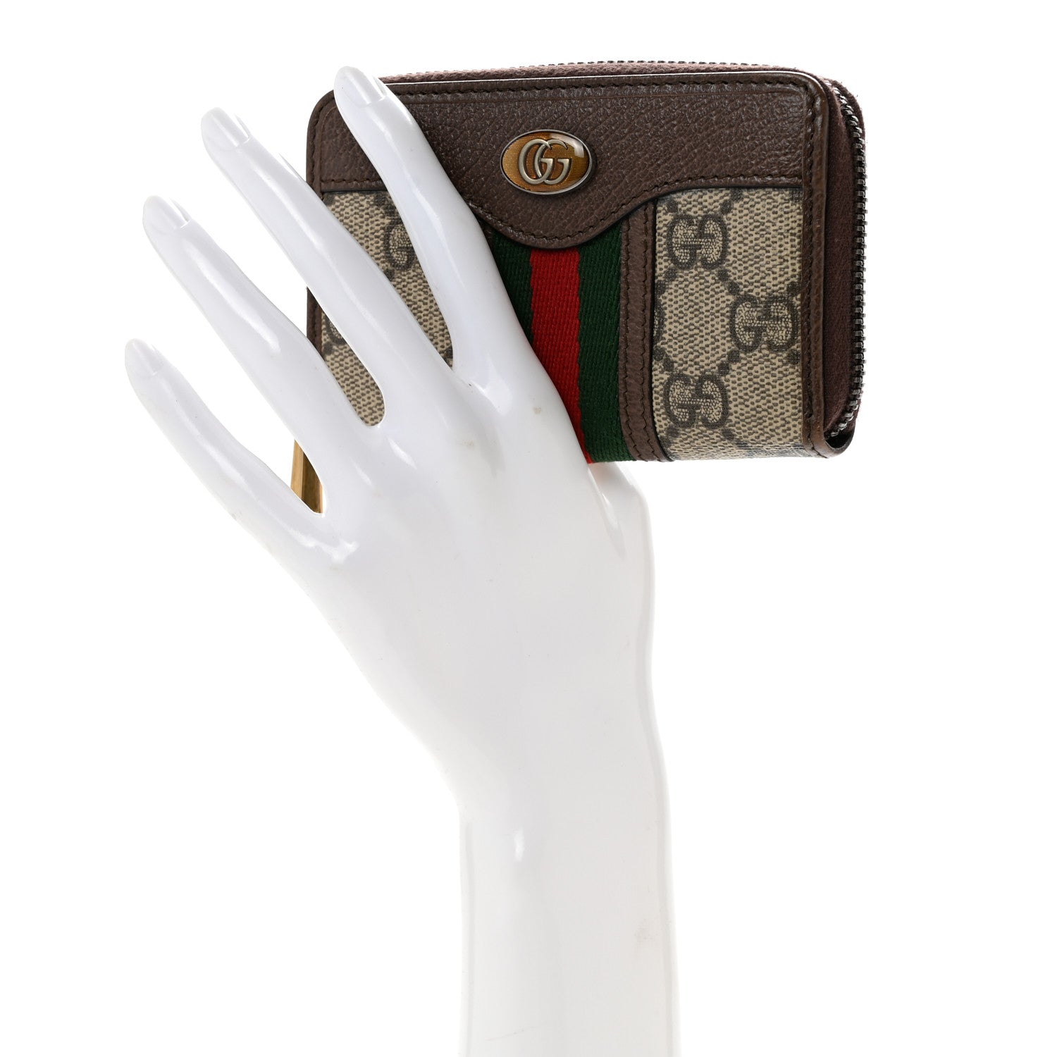 Gucci GG Supreme Web Ophidia Zip Around Card Case Brown 2 of 9