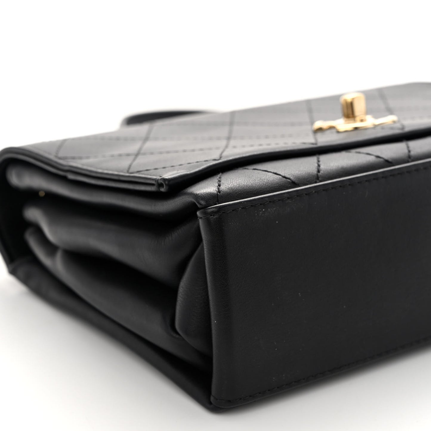 Calfskin Stitched Large Flap Black