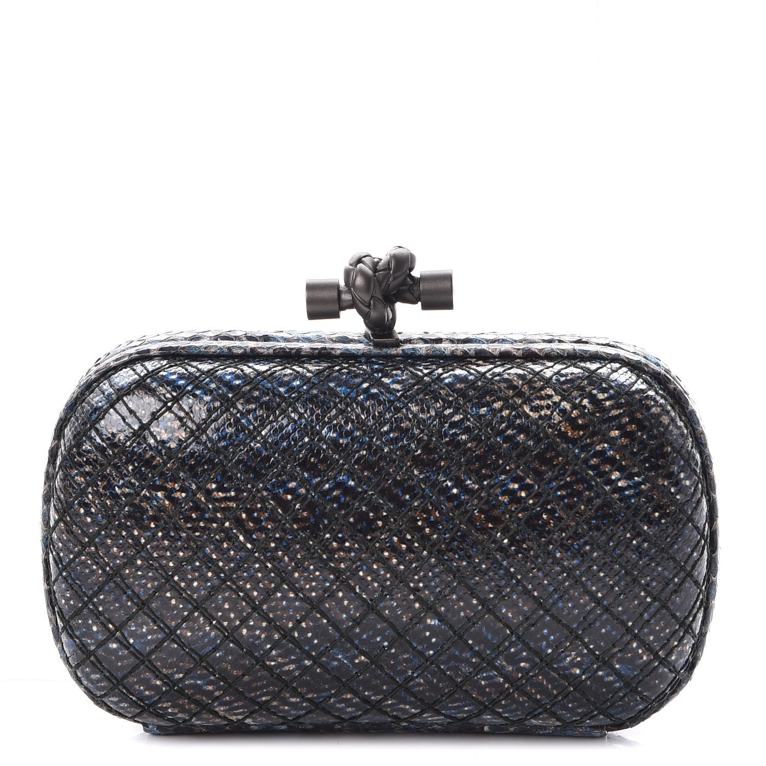 Bottega Veneta Watersnake Intrecciato Knot Clutch Blue 1 of 4