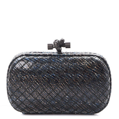 Bottega Veneta Watersnake Intrecciato Knot Clutch Blue 1 of 4