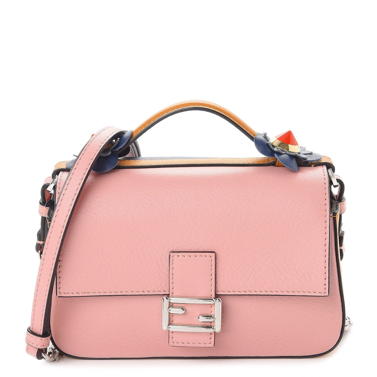 Vitello Dolce Nappa Flowerland Tri-Color Micro Double Baguette Blue Pink