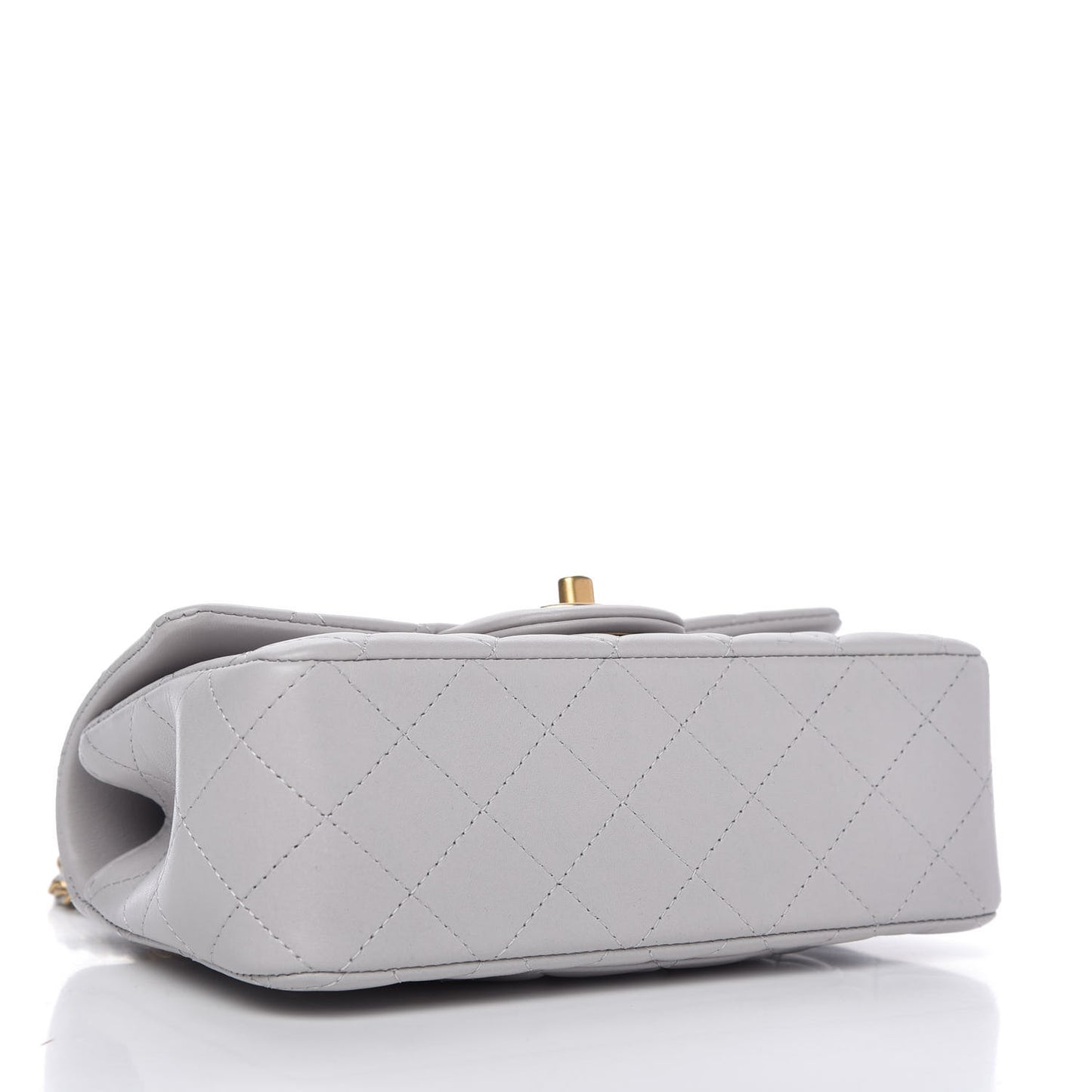 Lambskin Quilted Mini Top Handle Rectangular Flap Grey
