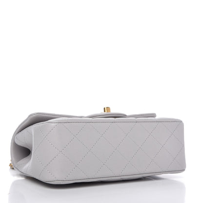Chanel Lambskin Quilted Mini Top Handle Rectangular Flap Grey 4 of 10