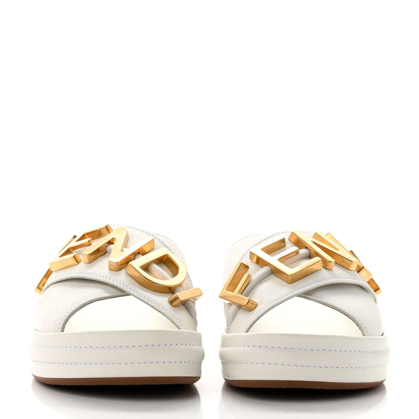 Vitello Womens Fendigraphy Slide Sandals 37 White Ice