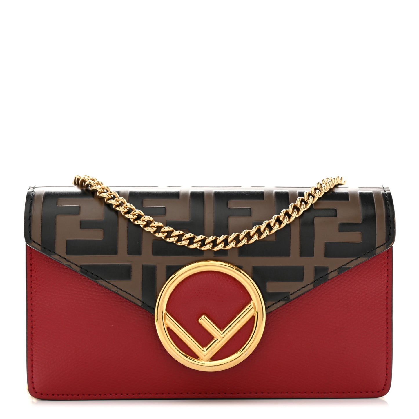 Vitello Cruise F is Fendi Bi-Color FF 1974 Embossed Envelope Belt Bag Maya Black Fragola