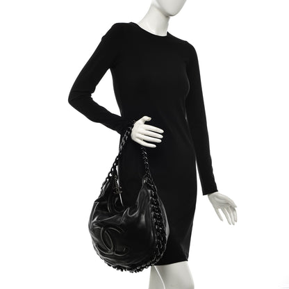 Chanel Calfskin Modern Chain Rhodoid Hobo Black 2 of 8