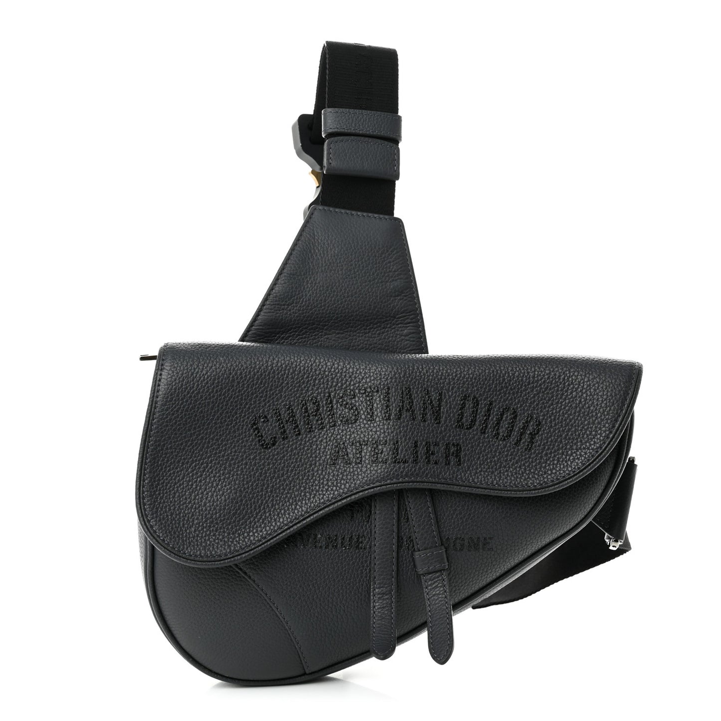 Calfskin Atelier Signature Print Mens Saddle Bag Grey