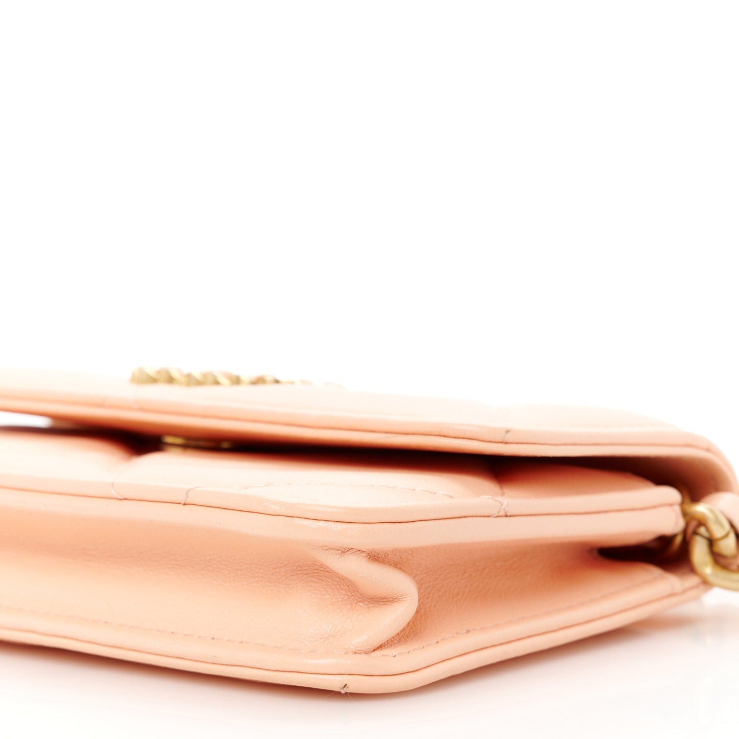 Lambskin Quilted Chanel 19 Clutch With Chain Light Orange