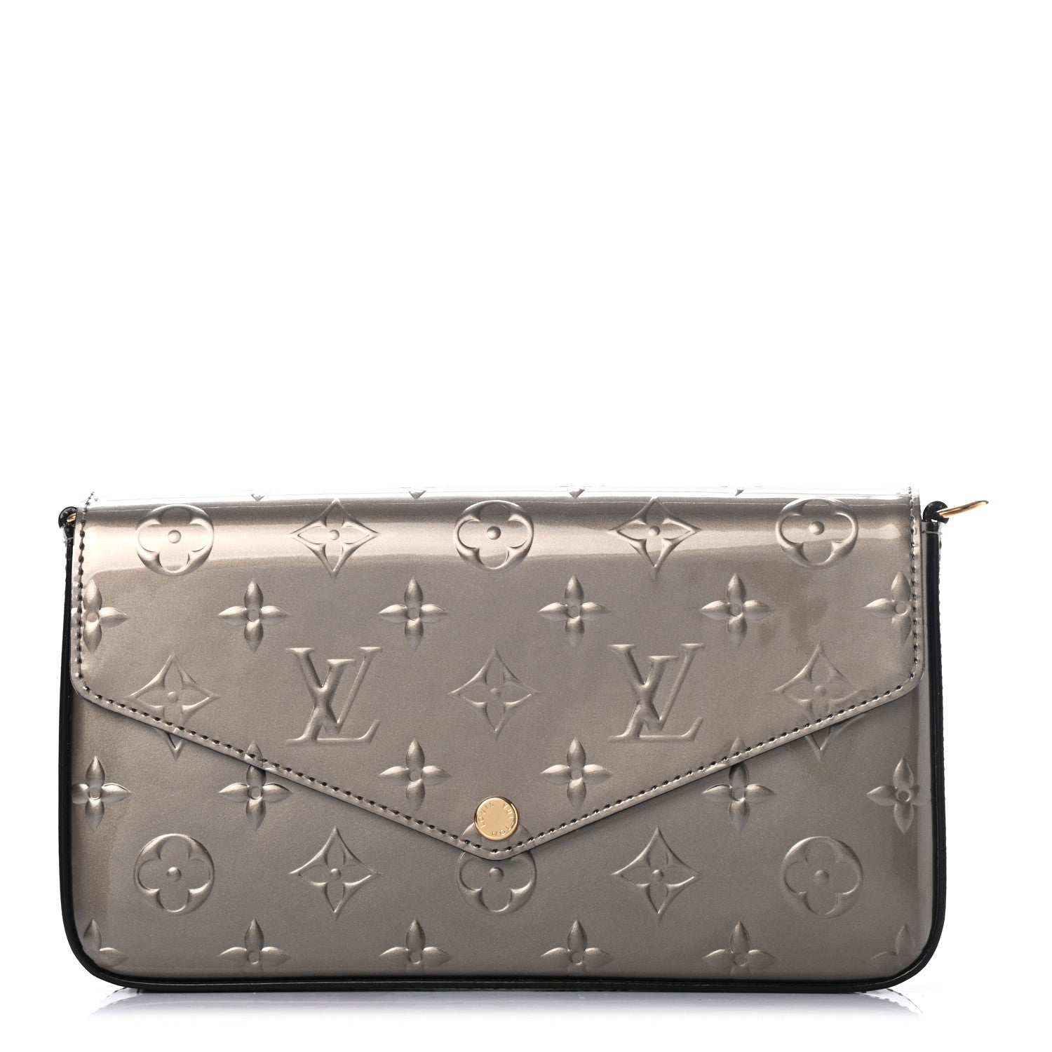 Louis Vuitton Vernis Felicie Pochette Chain Wallet Champagne Metallise 1 of 8