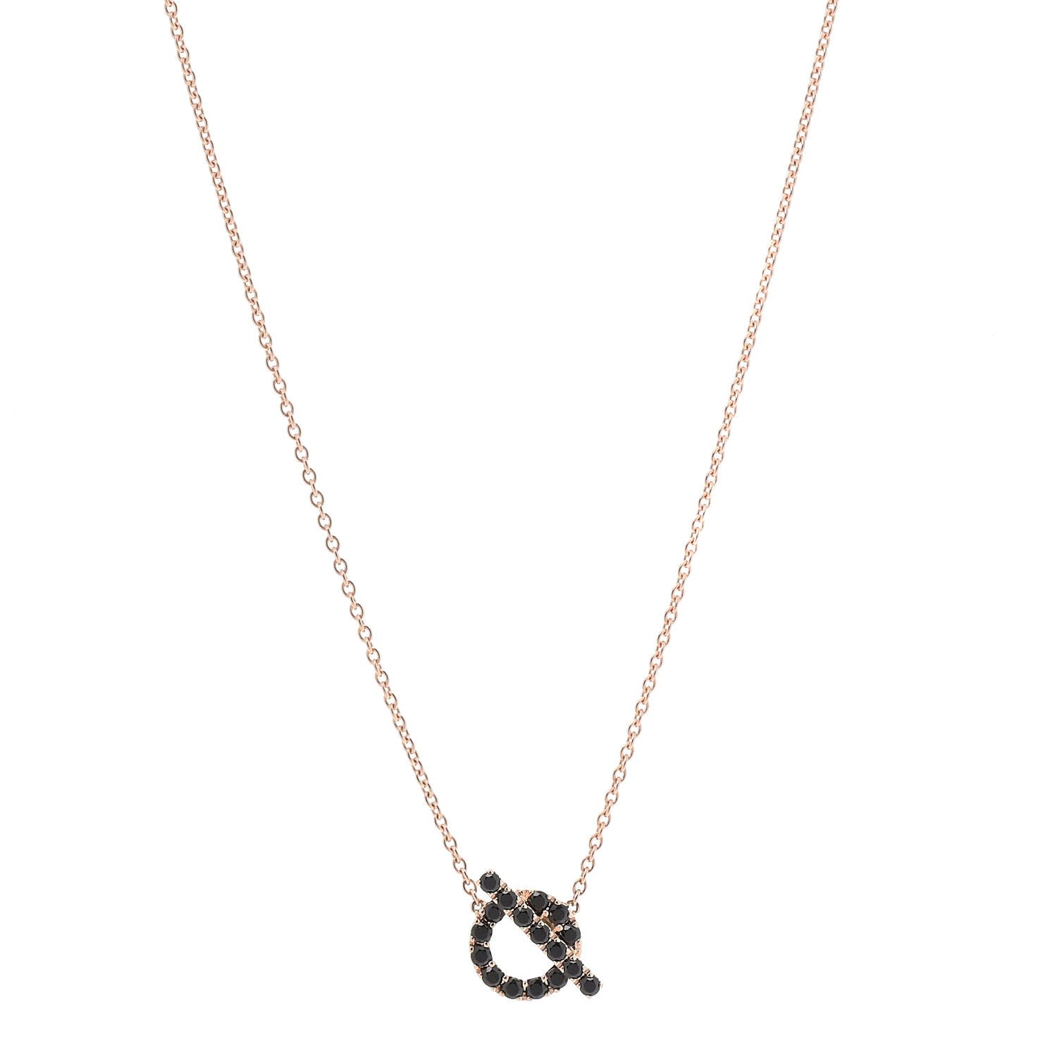 Hermes 18K Rose Gold Black Spinel Finesse Pendant Necklace 1 of 5
