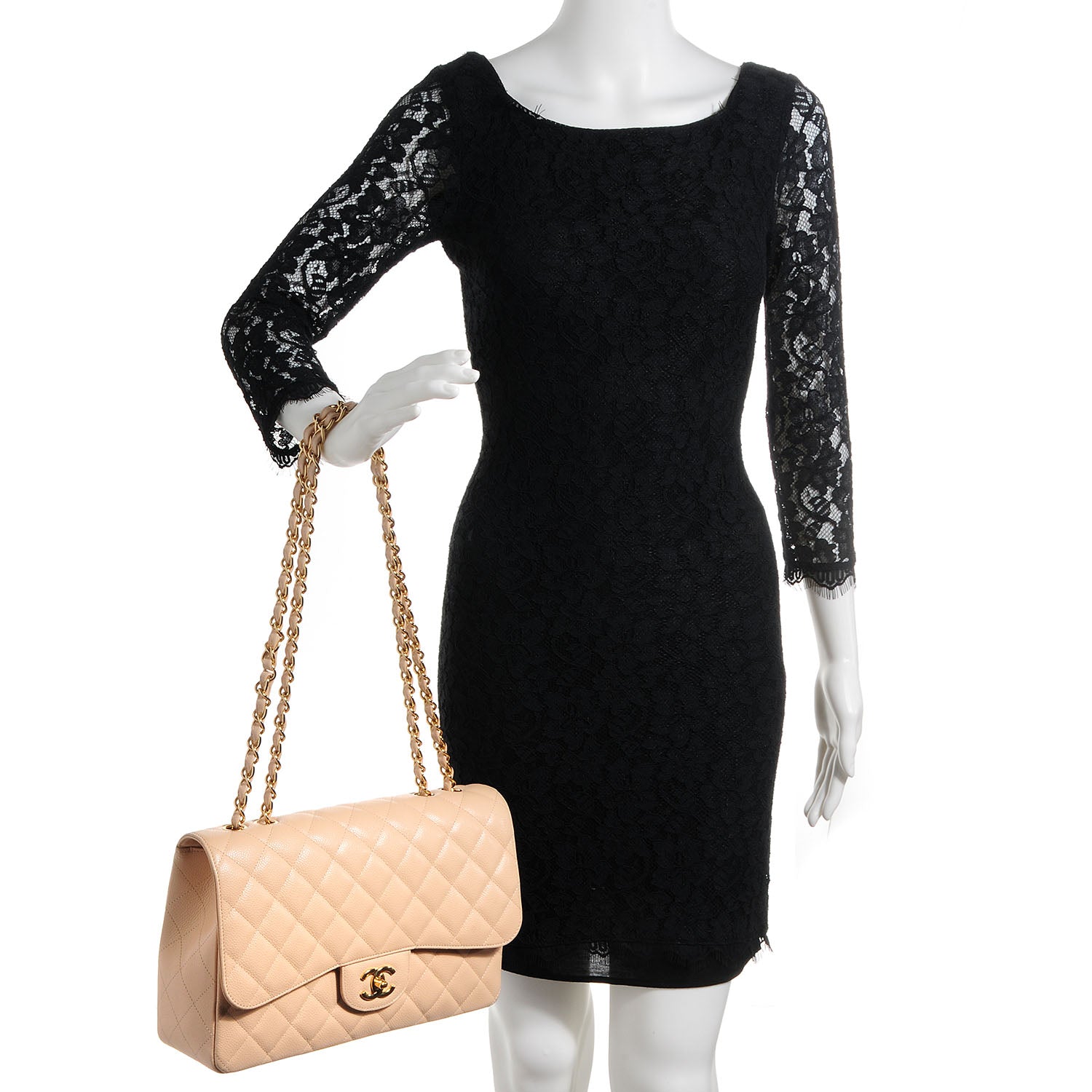 Chanel Caviar Jumbo Single Flap Beige Clair 2 of 7