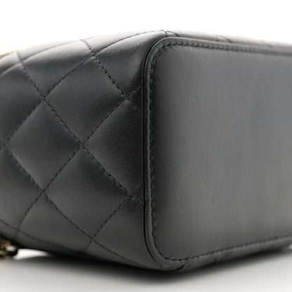 Chanel Lambskin Quilted Small Top Handle Vanity Case With Chain Black 9 of 14