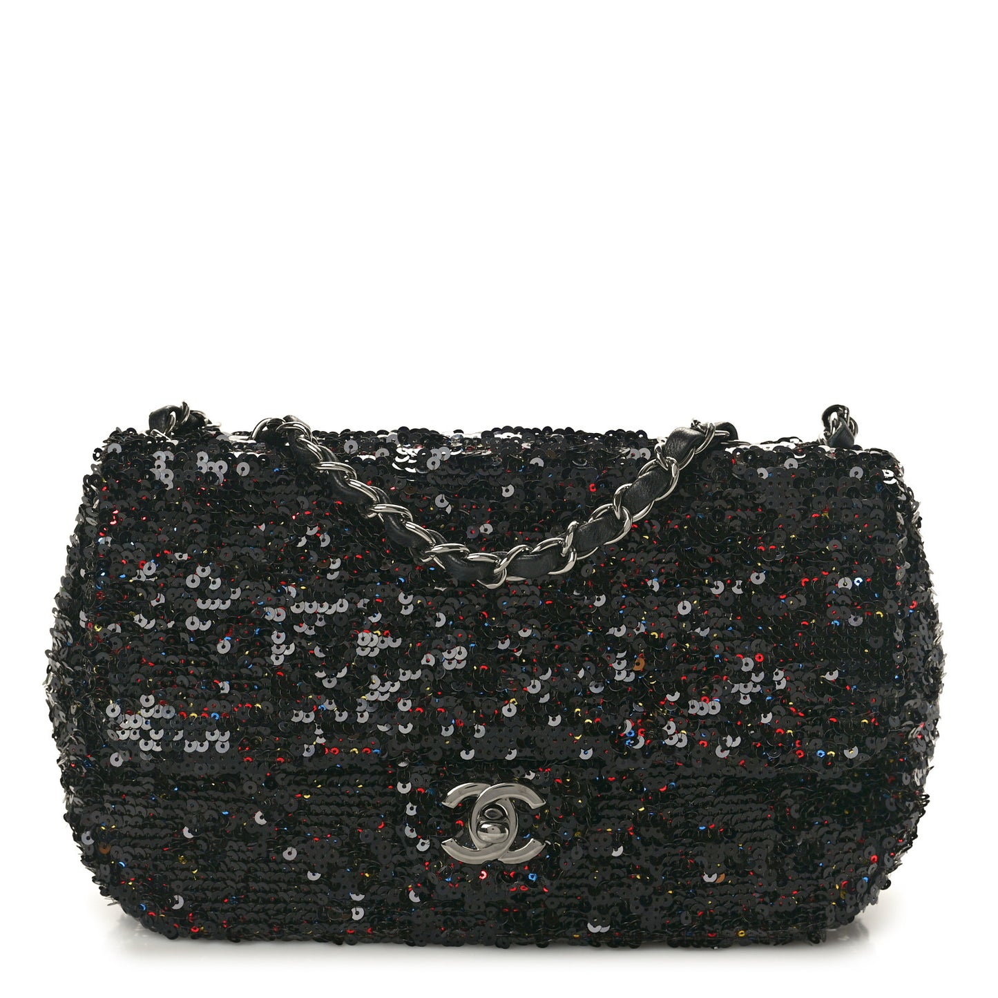 Sequin Small Single Flap Black Multicolor