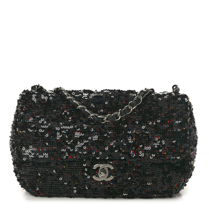 Chanel Sequin Small Single Flap Black Multicolor 1 of 10
