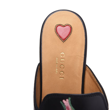 Gucci Calfskin Flower Embroidered Princetown Slippers 37 Black 8 of 11