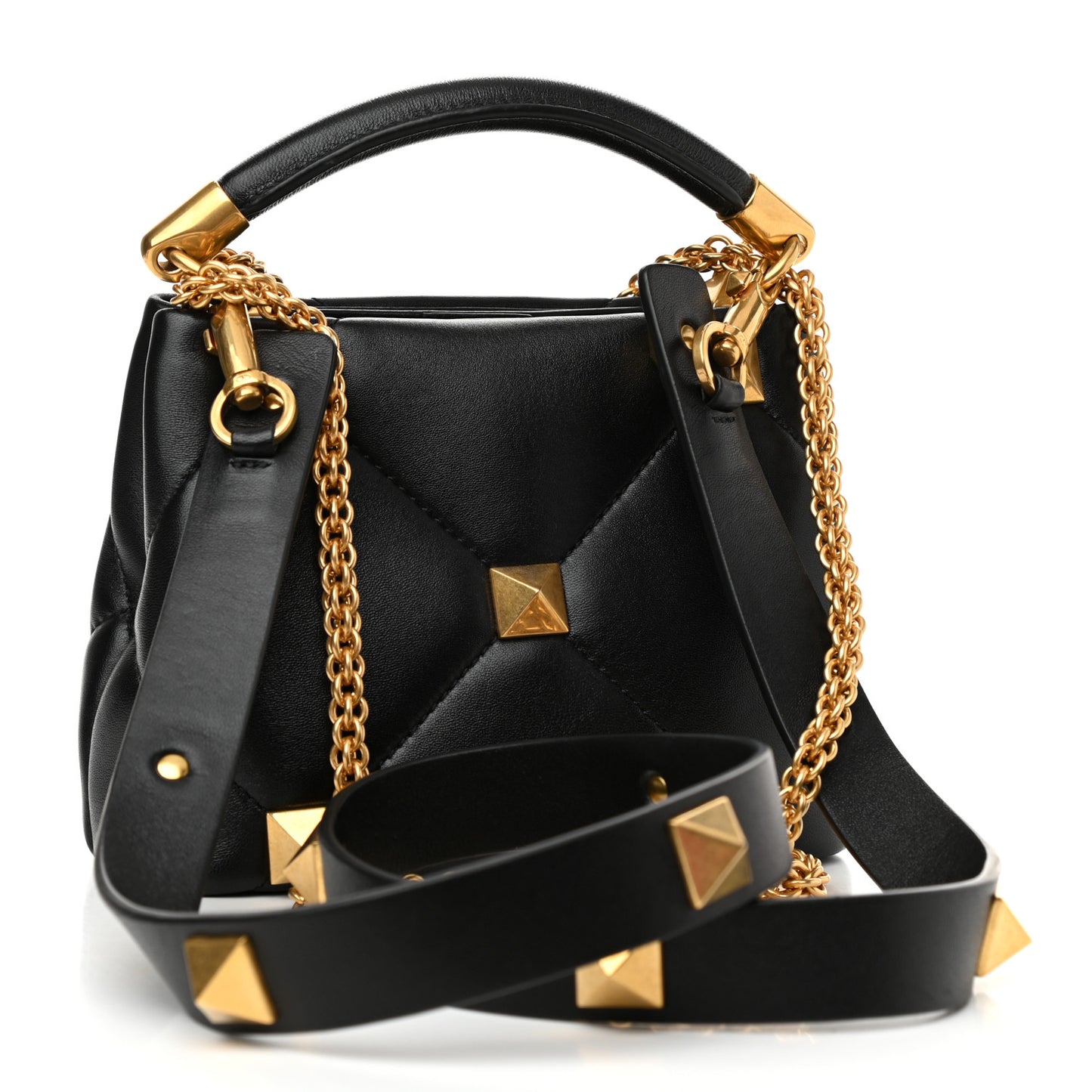 Nappa Mini Roman Stud The Handle Bag Black