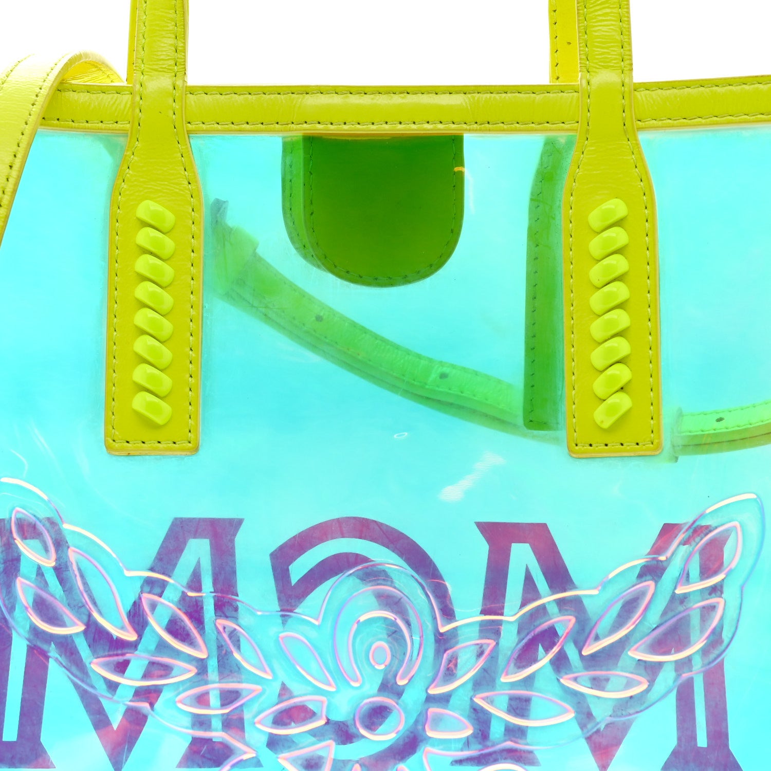 MCM Iridescent PVC Shopper Tote Neon Hologram 9 of 14