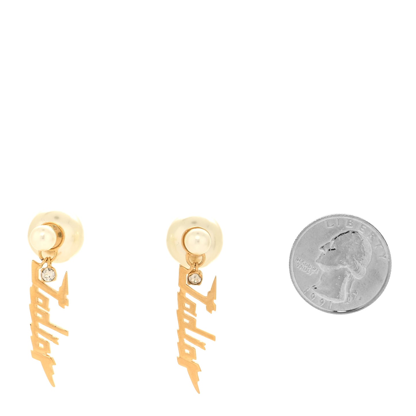 Pearl Crystal J'Adior Tribale Dangle Earrings Gold