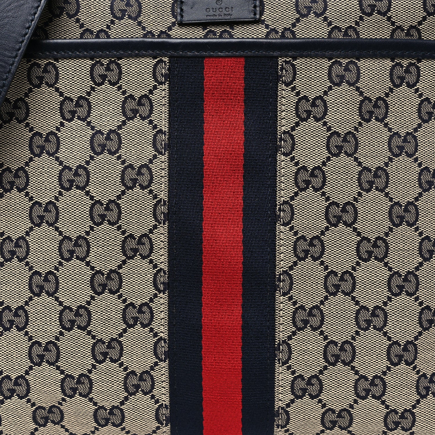 Gucci GG Supreme Monogram Web Flat Messenger Bag Navy 8 of 10