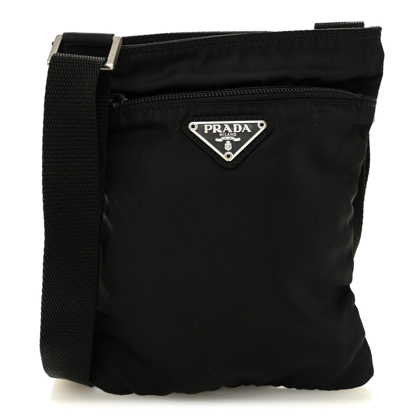 Nylon Small Flat Messenger Bag Black