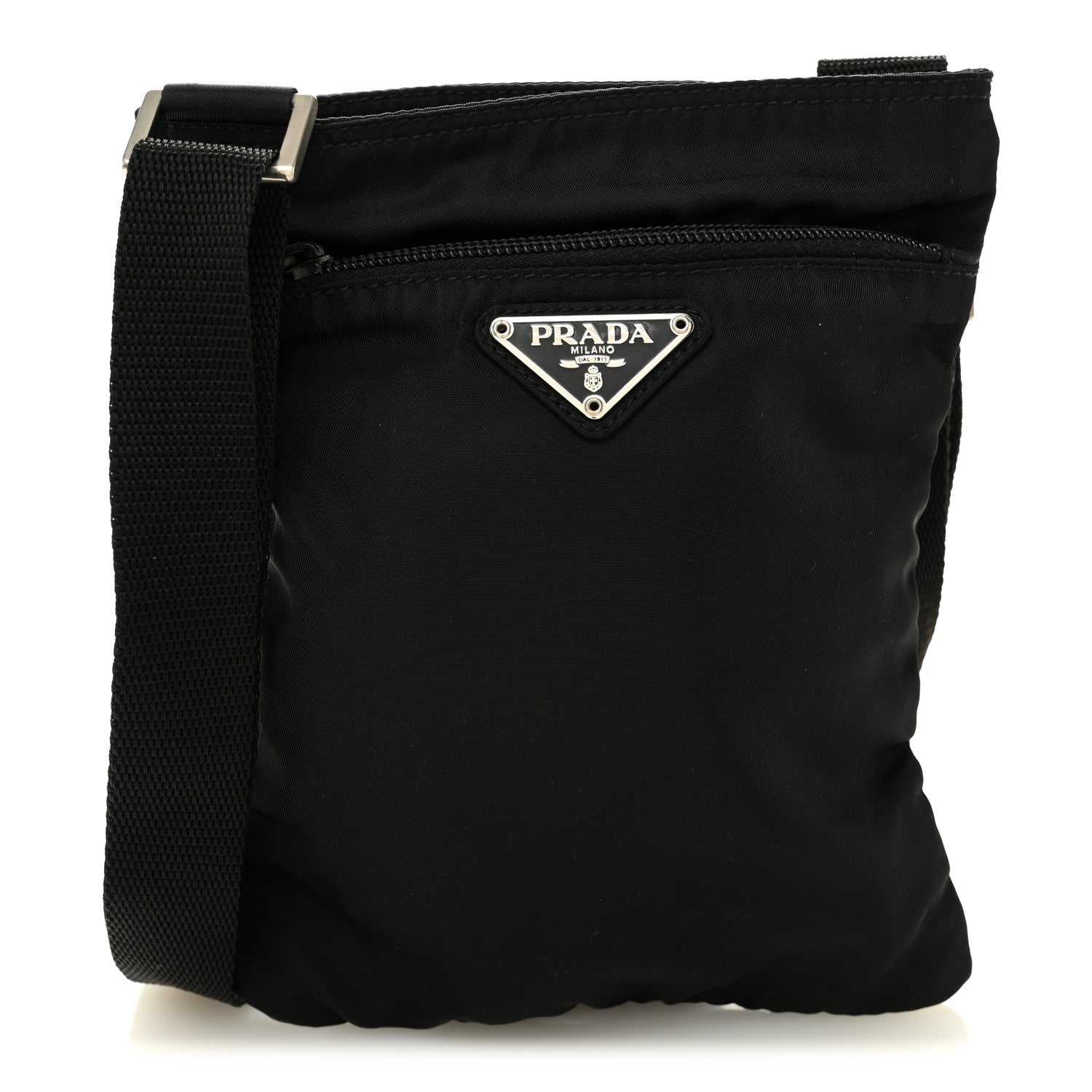 Prada Nylon Small Flat Messenger Bag Black 1 of 9