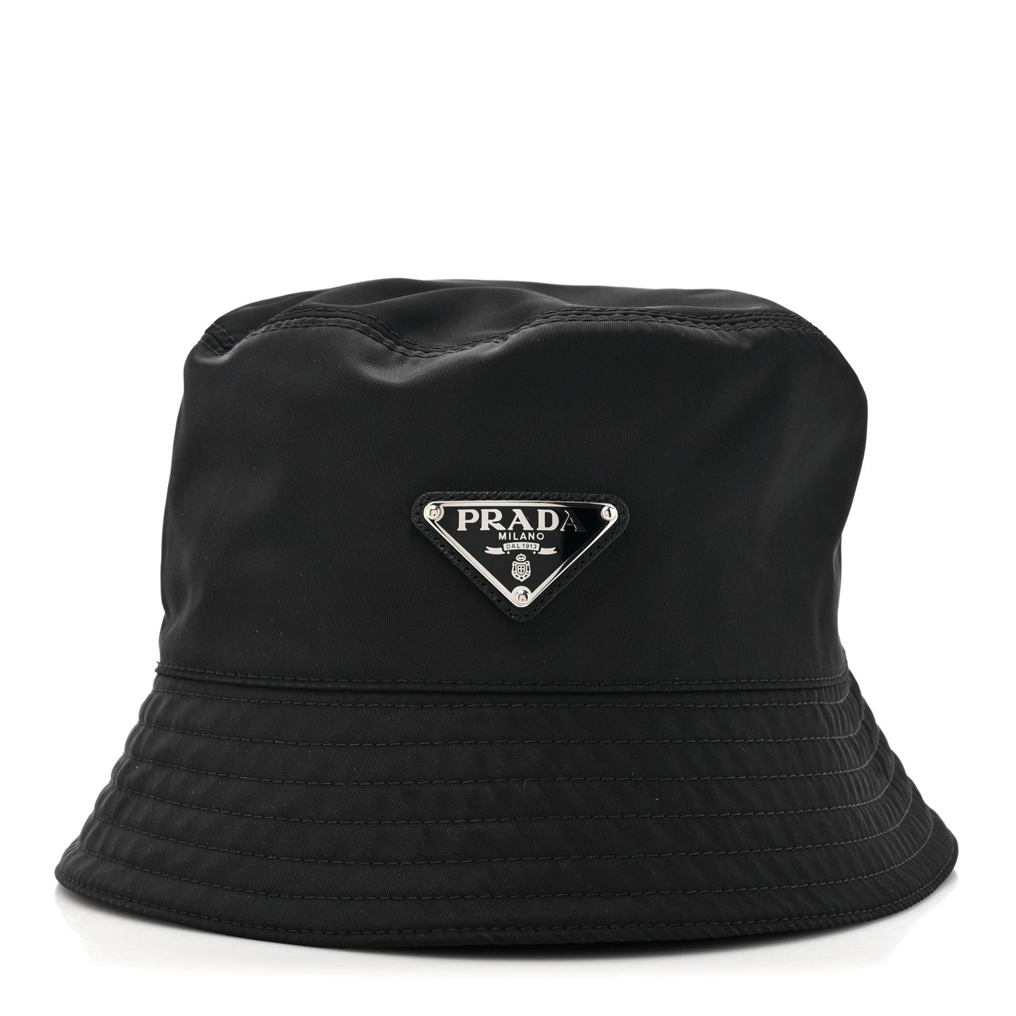 Re-Nylon Metal Triangle Logo Mens Bucket Hat L Black