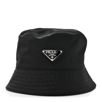 Prada Re-Nylon Metal Triangle Logo Mens Bucket Hat L Black 3 of 8