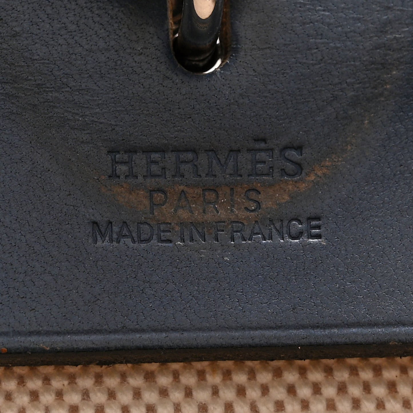 Toile Vache Calfskin Herbag 30 PM Backpack Navy Bleu Natural