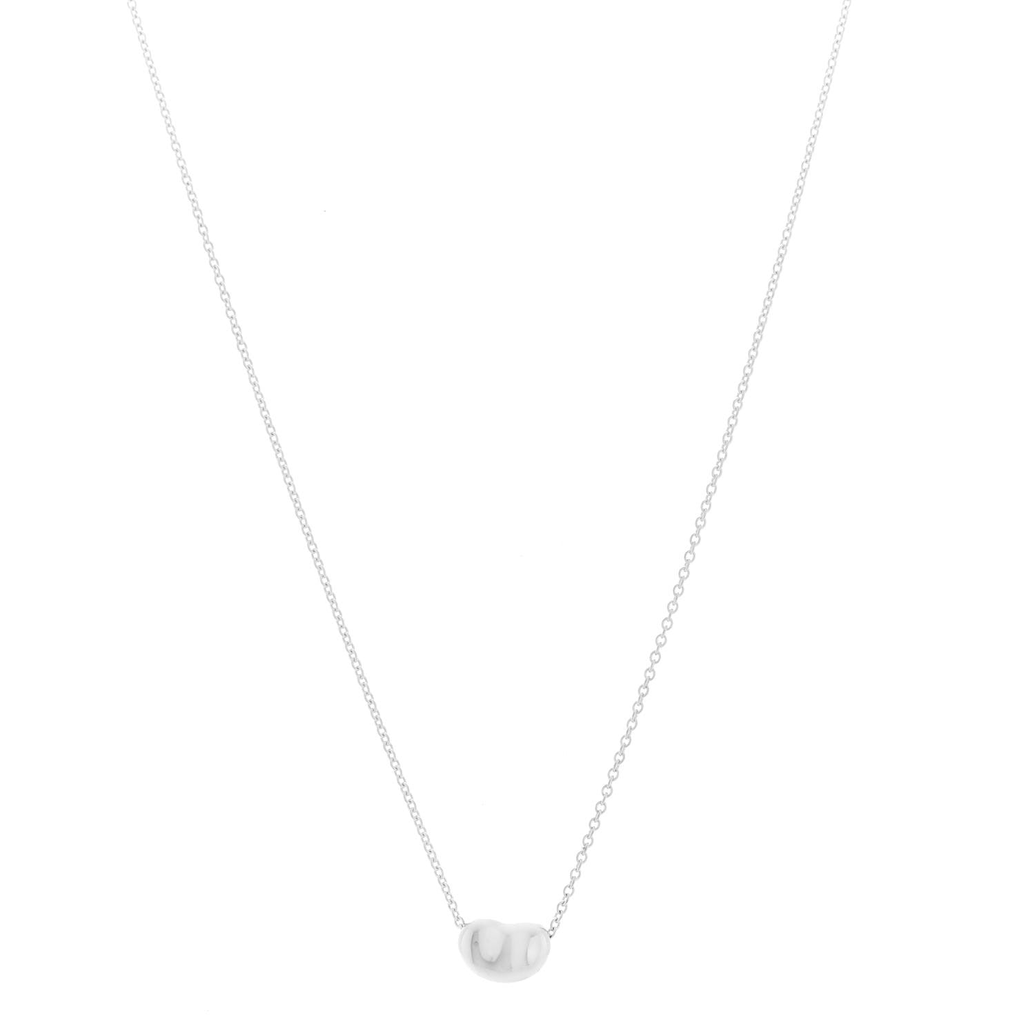 Tiffany Sterling Silver 9mm Elsa Peretti Bean Pendant Necklace 1 of 5