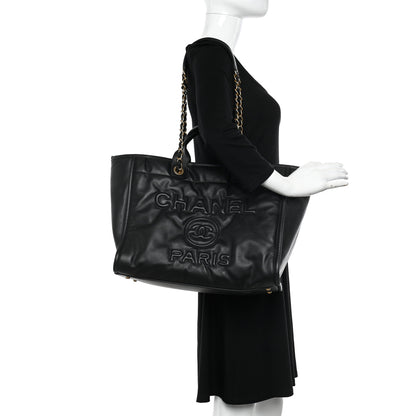 Chanel Calfskin Medium Deauville Tote Black 2 of 10