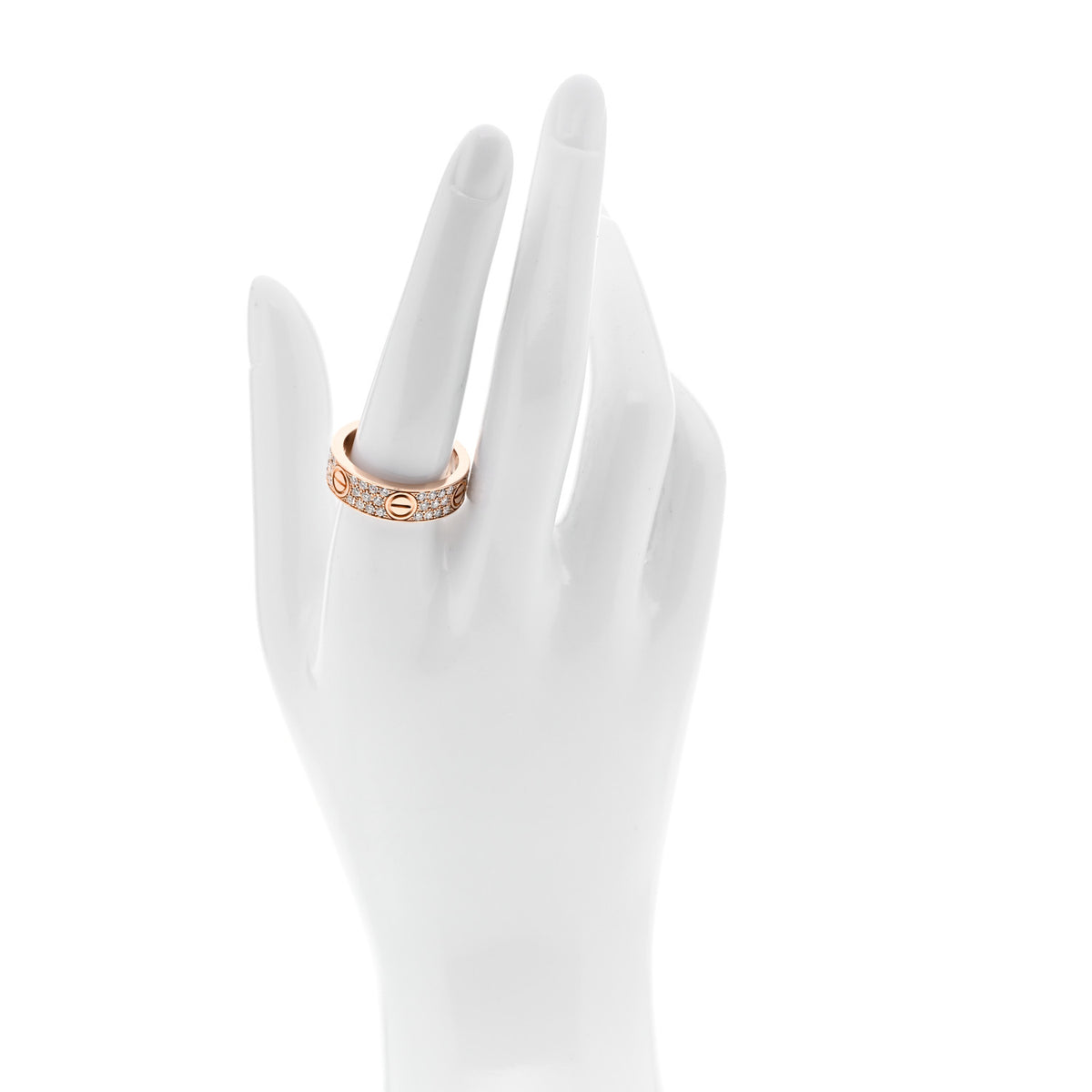 18K Pink Gold Diamond 6.5mm LOVE Paved Ring 60 9