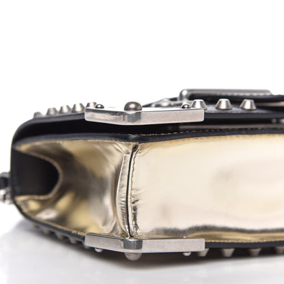 Prada Metallic Vitello Studded Cahier Bag Pirite Black 6 of 10