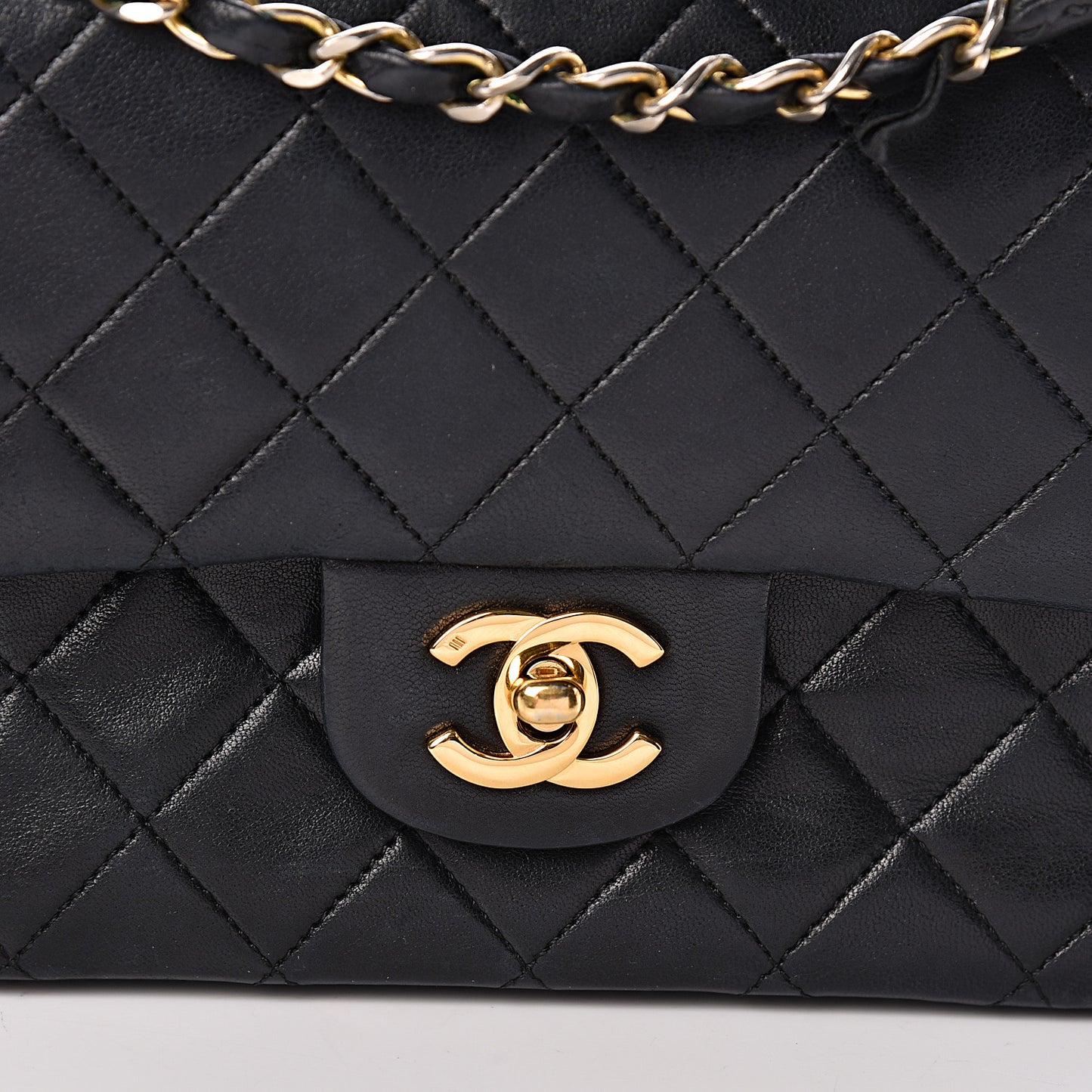 Lambskin Quilted Small Double Flap Black