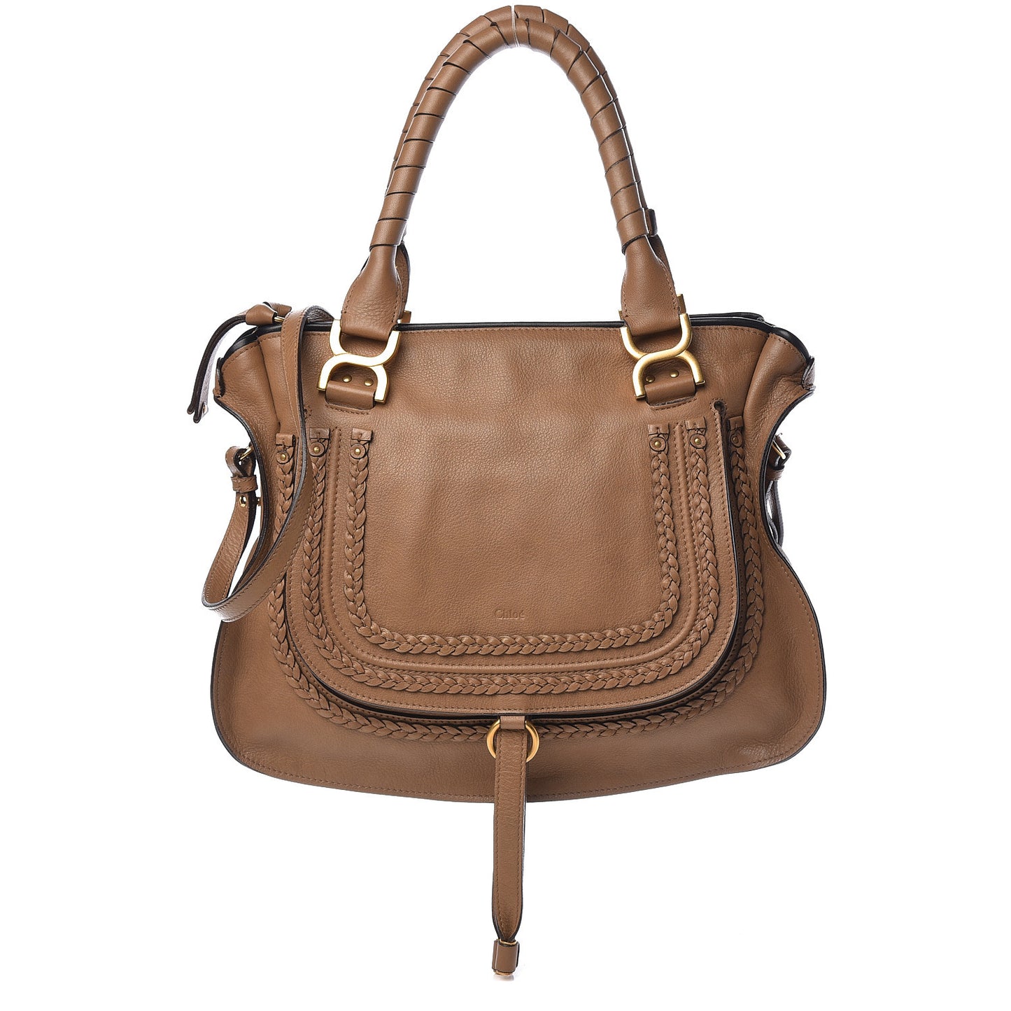 Calfskin Braided Medium Marcie Satchel Nut