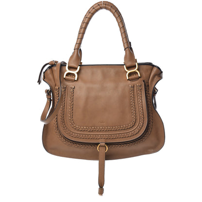 Chloe Calfskin Braided Medium Marcie Satchel Nut 1 of 17