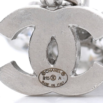 Chanel Crystal CC Flower Dangle Earrings Silver Light Grey 4 of 6