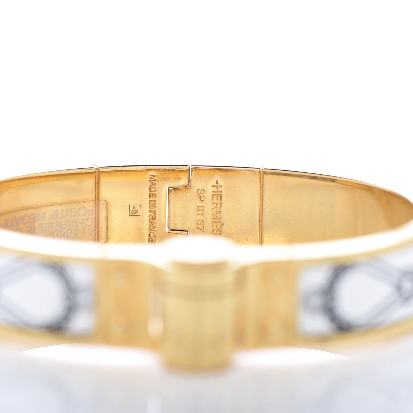Enamel Printed Narrow Charniere Cuirs Marins Hinged Bracelet S Positif Negatif