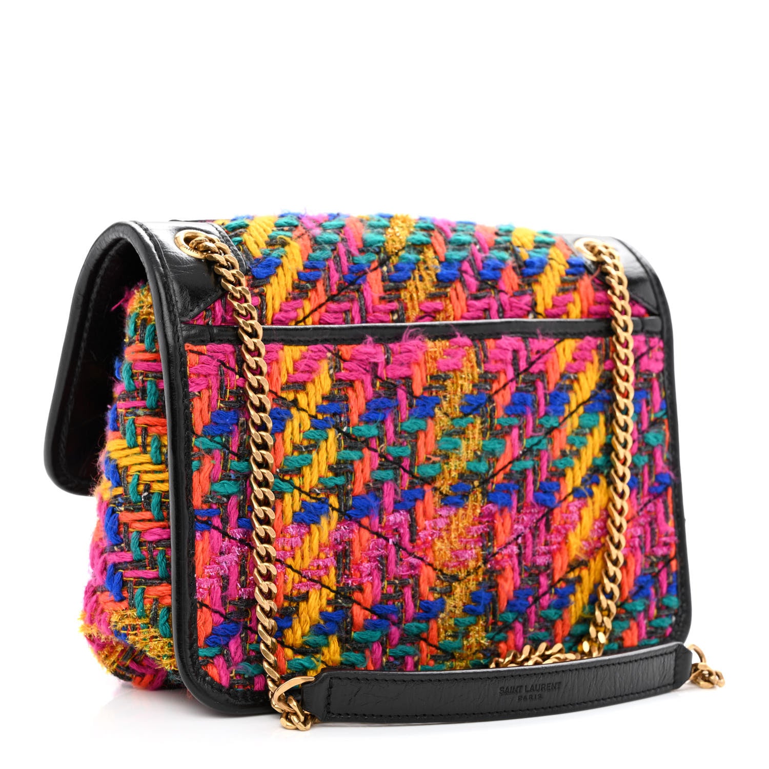 Saint Laurent Tweed Calfskin Matelasse Monogram Baby Niki Chain Satchel Multicolor 3 of 10
