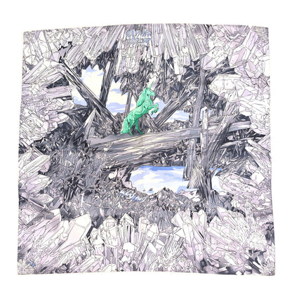 Hermes Silk La Vallee de Cristal 90 Shawl Gris Parme Menthol 1 of 5