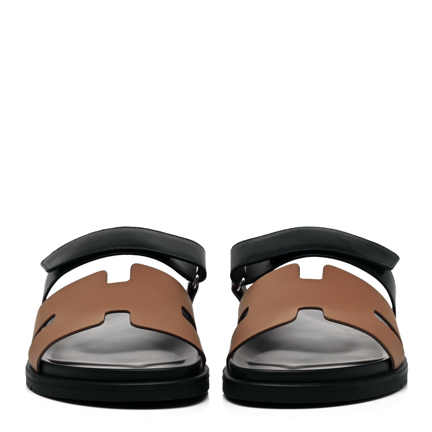 Hermes Calfskin Mens Chypre Sandals 45 Naturel Safari Black 2 of 8