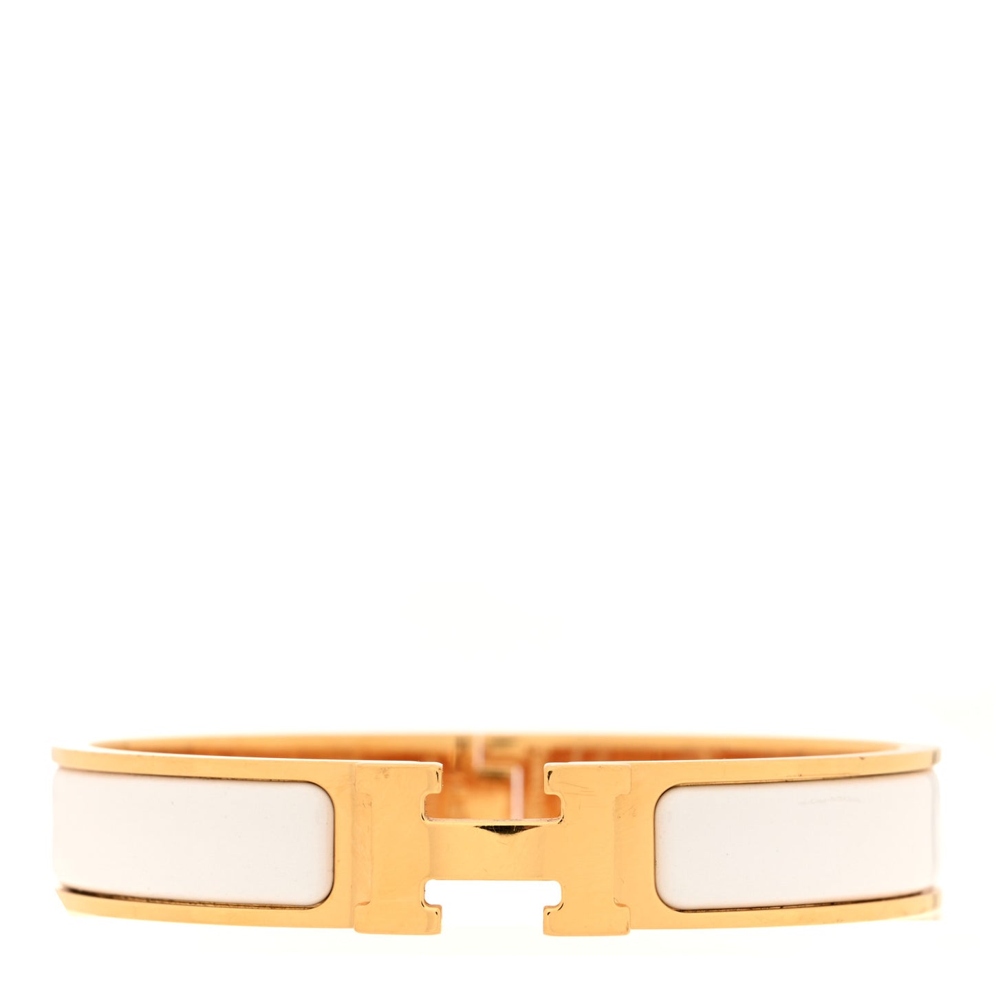 Enamel Narrow Clic Clac H Bracelet PM White