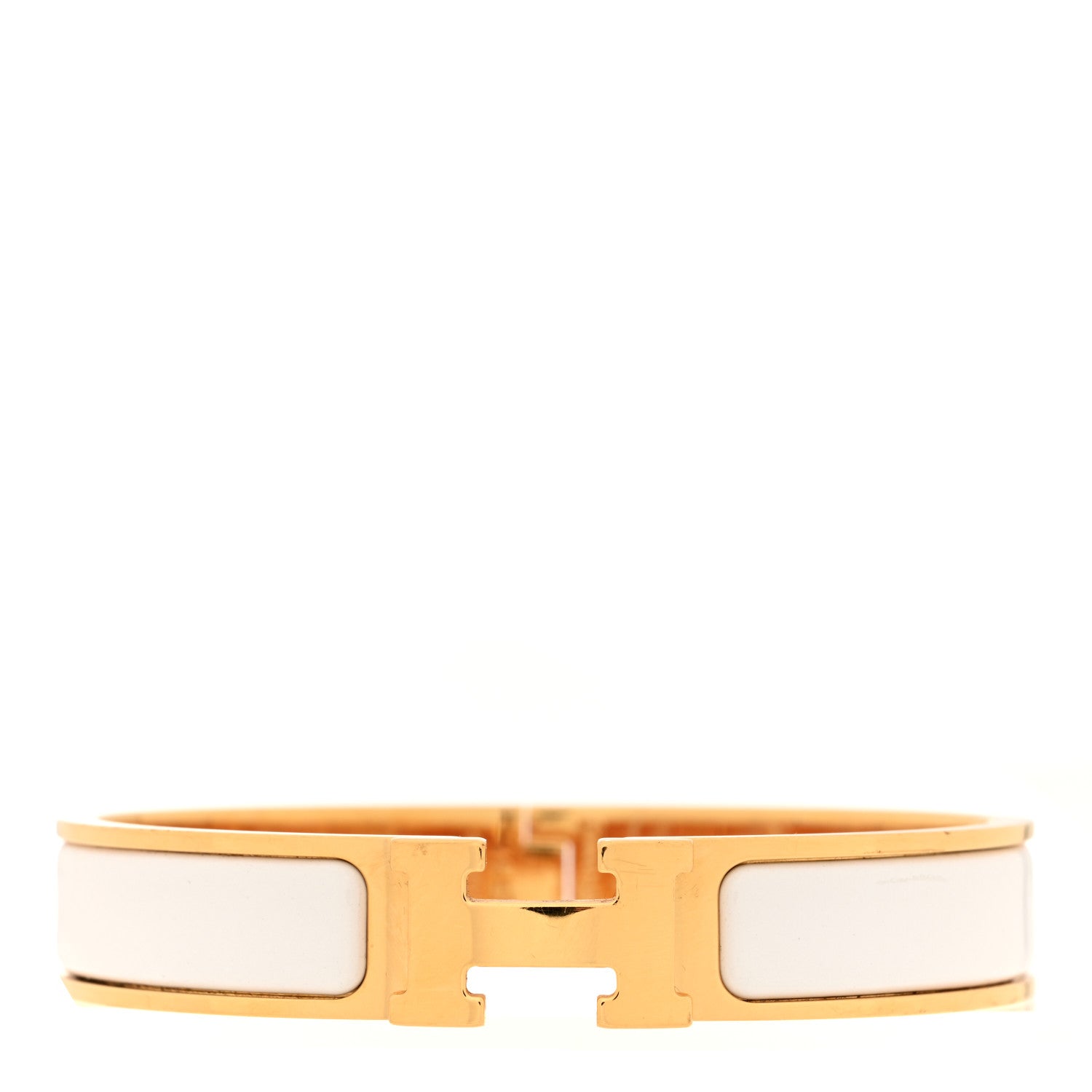 Hermes Enamel Narrow Clic Clac H Bracelet PM White 1 of 5