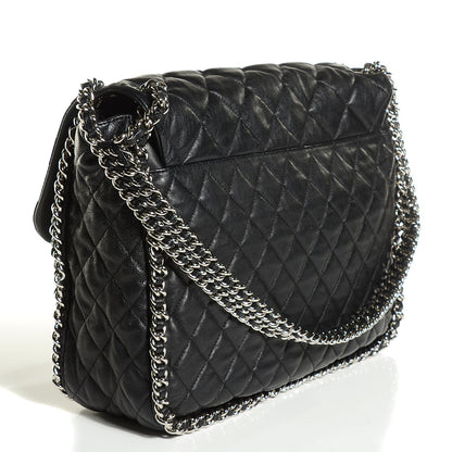 Chanel Washed Lambskin Quilted Maxi Chain Around Flap Black 3 of 7