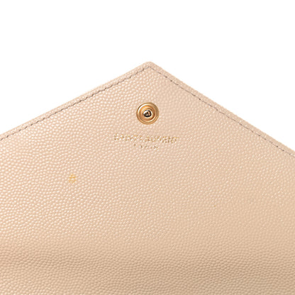 Saint Laurent Grain De Poudre Matelasse Chevron Monogram Chain Wallet Nude Powder 6 of 14