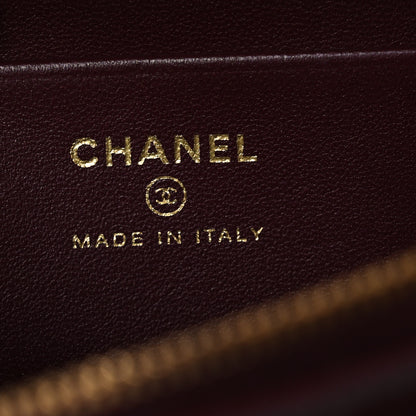 Chanel Calfskin Crocodile Embossed Crococo Small Slim Vanity Case With Chain Dark Burgundy 5 of 12
