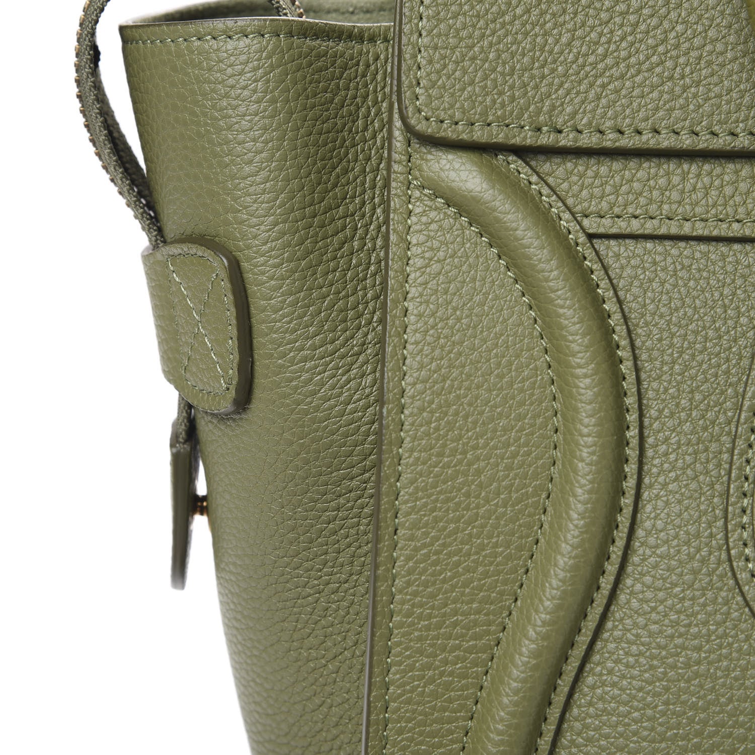 Celine Drummed Calfskin Micro Luggage Light Khaki 7 of 9